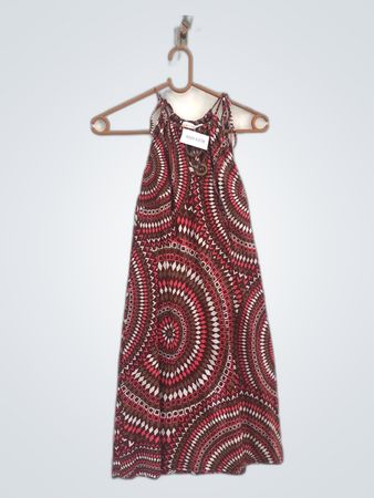 Brown, Pink, and White Patterned Dress