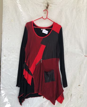 Red and Black Long Sleeve Top