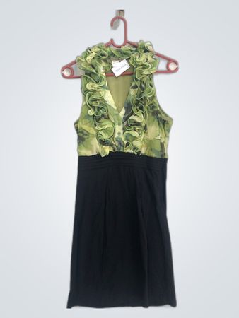 Moon River Green and Black Dress