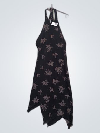 Black Floral Halter Dress
