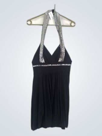 Black Halter Neck Dress with Sequins