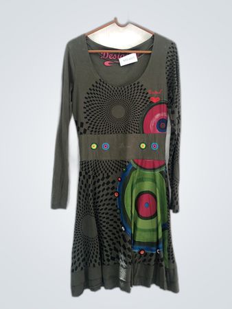 Desigual Printed Long Sleeve Midi Dress