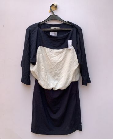 LOFT Black and White Color Block Dress