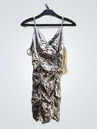 Zara Ruched Metallic Mini Dress