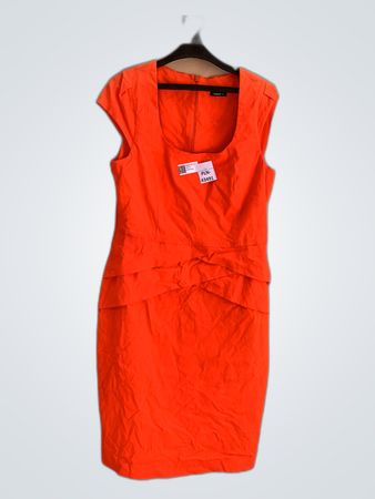 Roman Orange Ruffled Sleeveless Dress