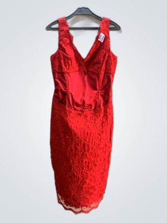 The Pretty Dress Company Red Lace Midi Dress