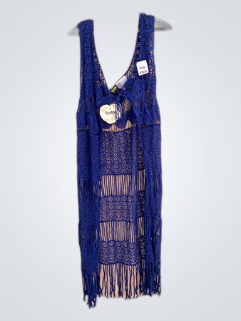 Blue Crochet Fringe Top