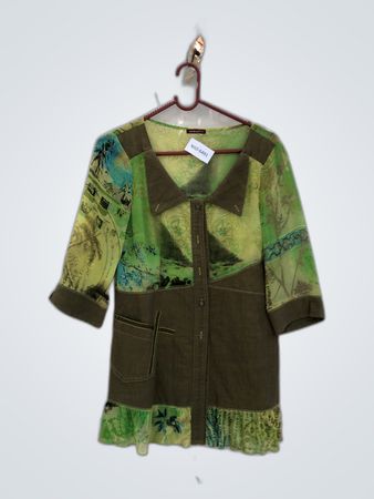Green and Brown Patchwork Shirt