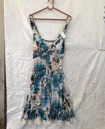 Blue and Black Tie-Dye Dress