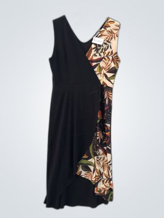 Black and Floral Asymmetrical Dress