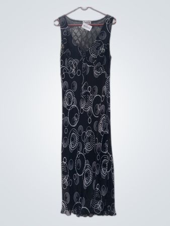 Cassani Black Dress with White Pattern