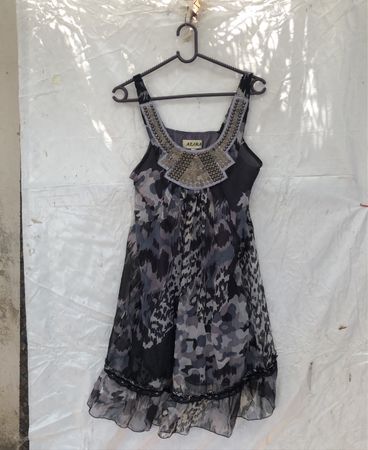 Zara Beaded Neck Chiffon Mini Dress