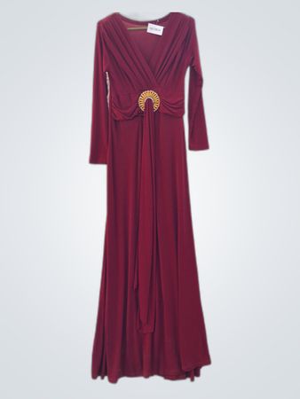 Long Red Dress with Gold Accent
