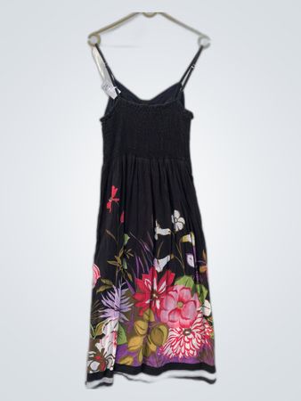 Unbranded Black Floral Print Spaghetti Strap Midi Dress