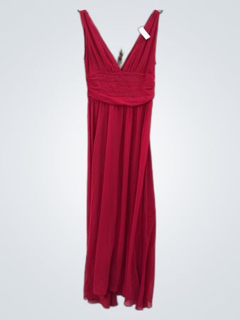 Red V-Neck Long Dress