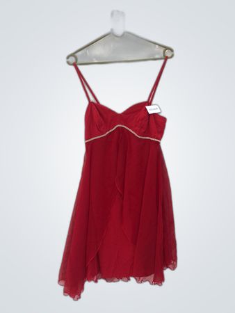 Red Dress with Rhinestone Trim
