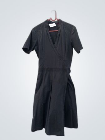 Black Short-Sleeve Wrap Dress
