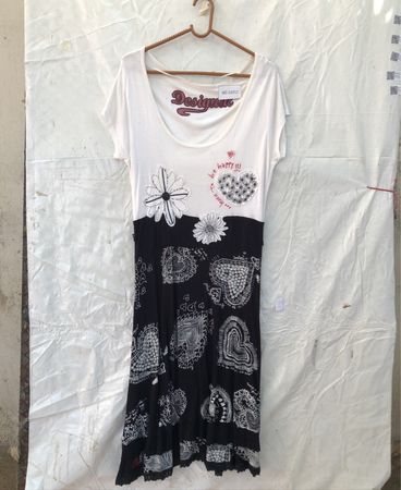 Designer Embroidered White Black Midi Dress