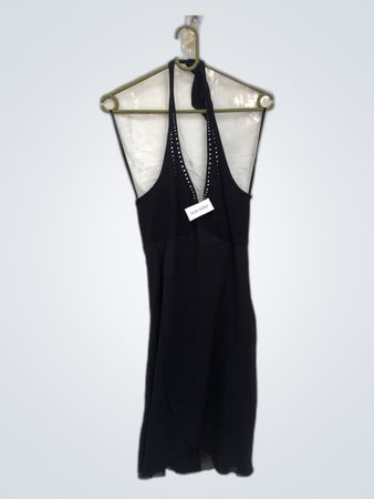 Black Halter Neck Dress with Rhinestones