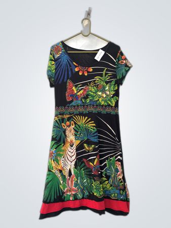 Tropical Animal Print Short Sleeve Dress
