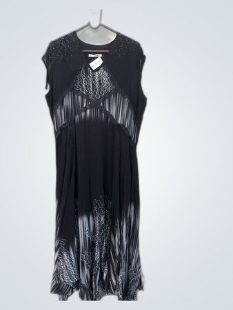 Nude Brand Black Dress with White Design