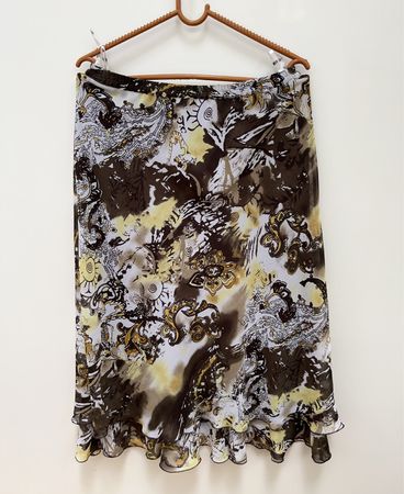 Silk Blend Floral Pattern Skirt