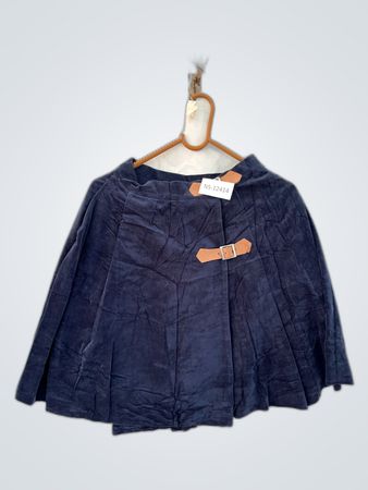 Navy Blue Velvet Skirt with Belt