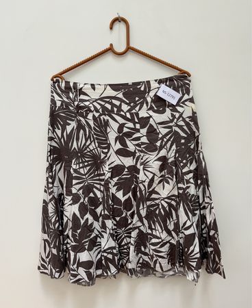 Unbranded Black and White Palm Leaf Print Mini Skirt