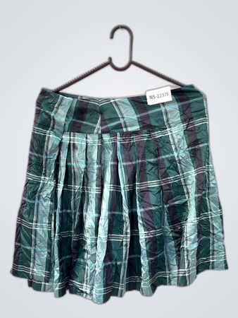 Green Plaid Pleated Skirt
