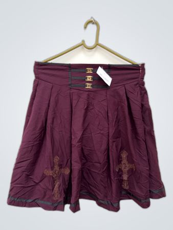 Unbranded Pleated Maroon Mini Skirt