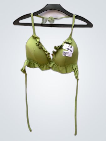 Green Ruffled Bikini Top