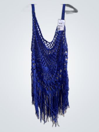Unbranded Blue Crochet Fringe Top