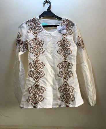 White Embroidered Long-Sleeve Shirt
