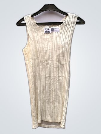 Women's Cream Pleated Sleeveless Dress