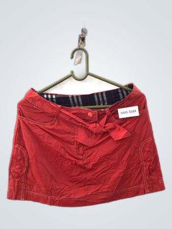 Burberry Red Mini Skirt with Check Lining