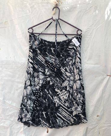 Blue Motion Black and White Floral Tube Dress