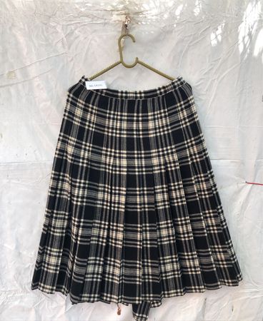 Unbranded Black and White Plaid Pleated Skirt