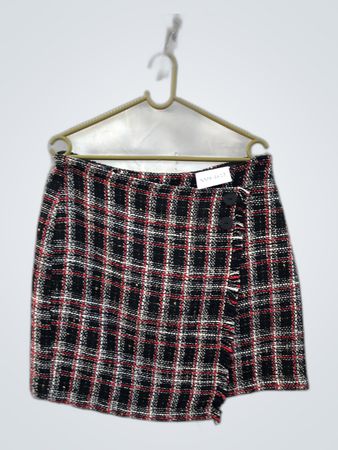 Unbranded Black and Red Plaid Wrap Mini Skirt