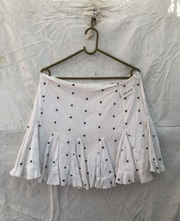 White Polka Dot Ruffled Skirt