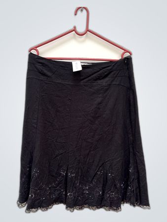 Black Skirt with Lace Hem