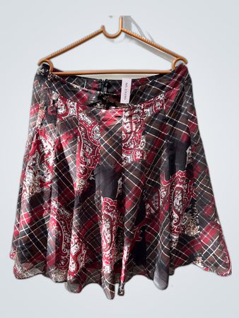 LARRY LEVINE Plaid Pattern Skirt