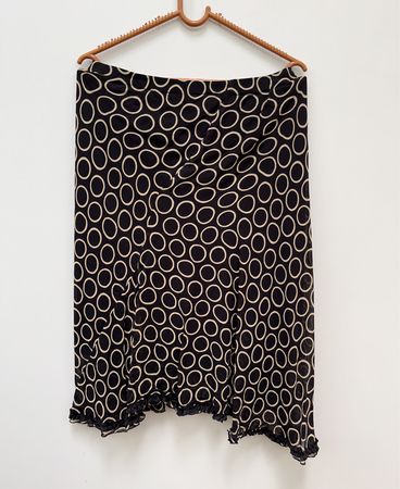 Black and Beige Circle Pattern Skirt