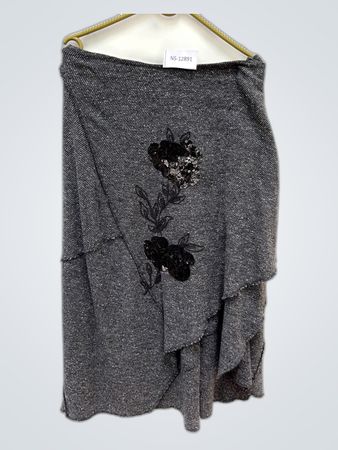 Unbranded Gray Embroidered Midi Skirt