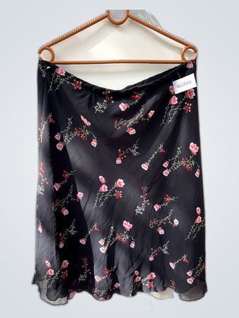 Black Floral Embroidered Chiffon Skirt