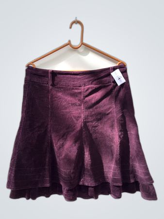 Unbranded Purple Corduroy Ruffle Mini Skirt