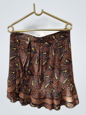 Unbranded Brown Paisley Print Mini Skirt