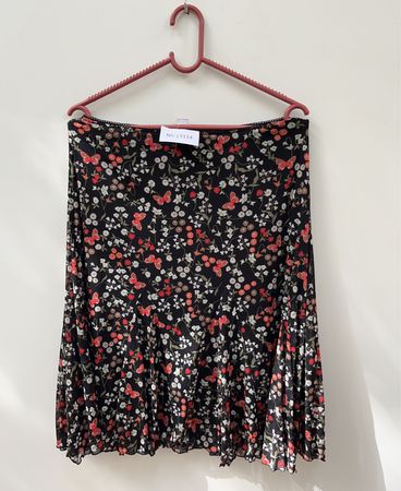 s.Oliver Floral Butterfly Print Pleated Mini Skirt