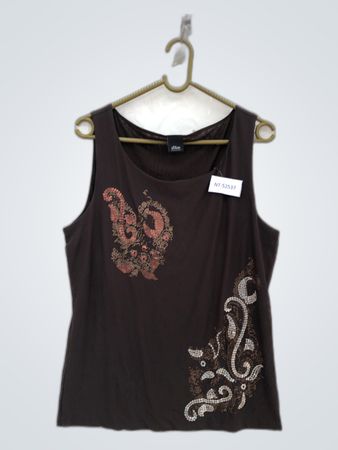 s.Oliver Brown Embroidered Tank Top