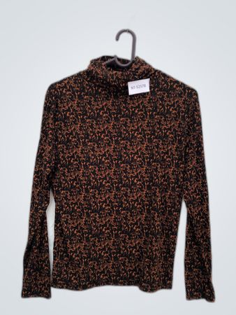 Brown and Black Patterned Turtleneck Sweater