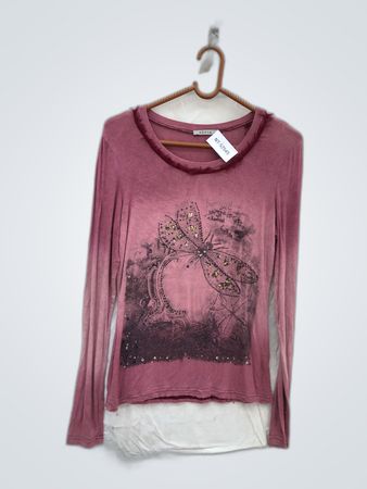 Sé pia Long Sleeve Dragonfly Graphic Blouse